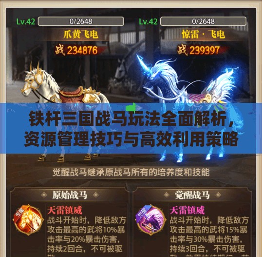 铁杆三国战马玩法全面解析，资源管理技巧与高效利用策略以实现价值最大化
