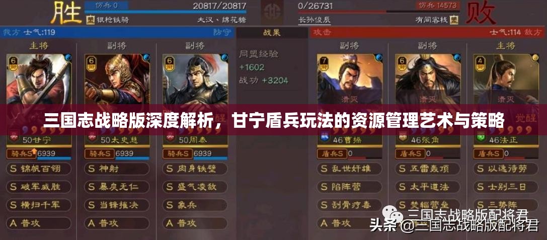 三国志战略版深度解析，甘宁盾兵玩法的资源管理艺术与策略