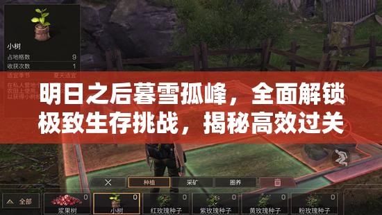 明日之后暮雪孤峰，全面解锁极致生存挑战，揭秘高效过关必备秘籍