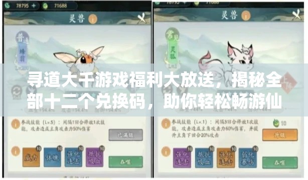 寻道大千游戏福利大放送，揭秘全部十二个兑换码，助你轻松畅游仙境之旅