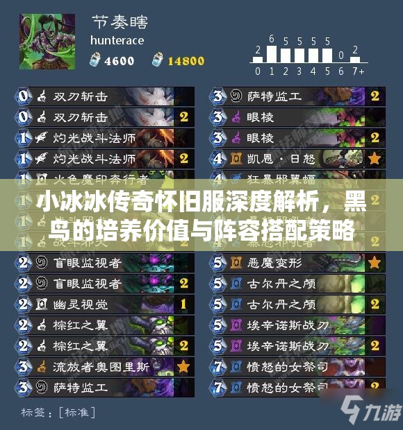 小冰冰传奇怀旧服深度解析，黑鸟的培养价值与阵容搭配策略