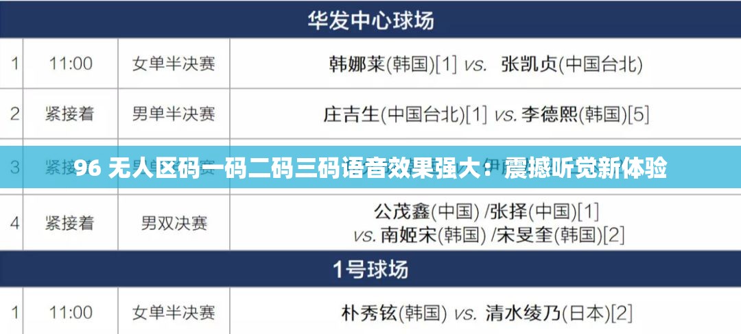96 无人区码一码二码三码语音效果强大：震撼听觉新体验