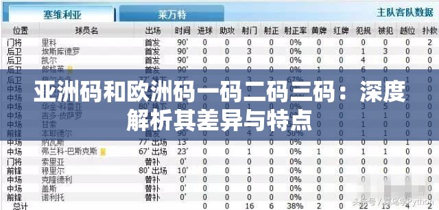 亚洲码和欧洲码一码二码三码：深度解析其差异与特点