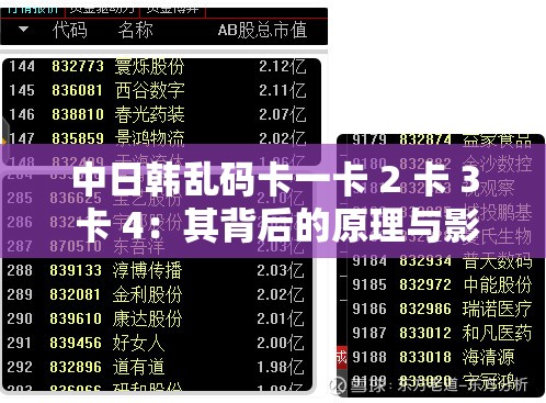 中日韩乱码卡一卡 2 卡 3 卡 4：其背后的原理与影响探讨