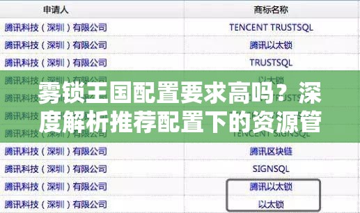 雾锁王国配置要求高吗？深度解析推荐配置下的资源管理艺术