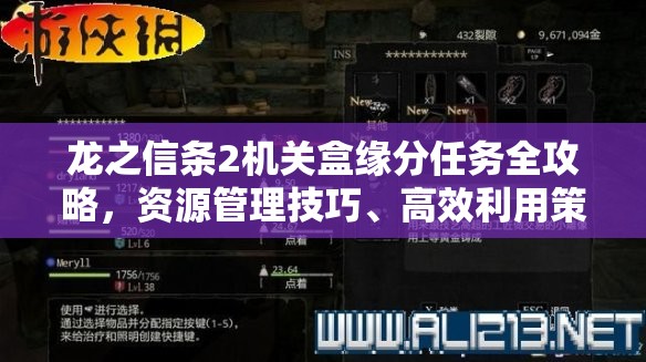 龙之信条2机关盒缘分任务全攻略，资源管理技巧、高效利用策略及价值最大化指南