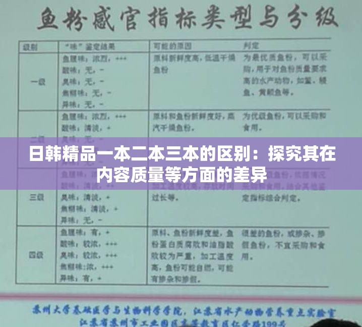 日韩精品一本二本三本的区别：探究其在内容质量等方面的差异