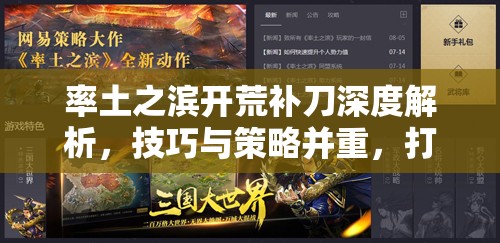 率土之滨开荒补刀深度解析，技巧与策略并重，打造无敌开荒攻略