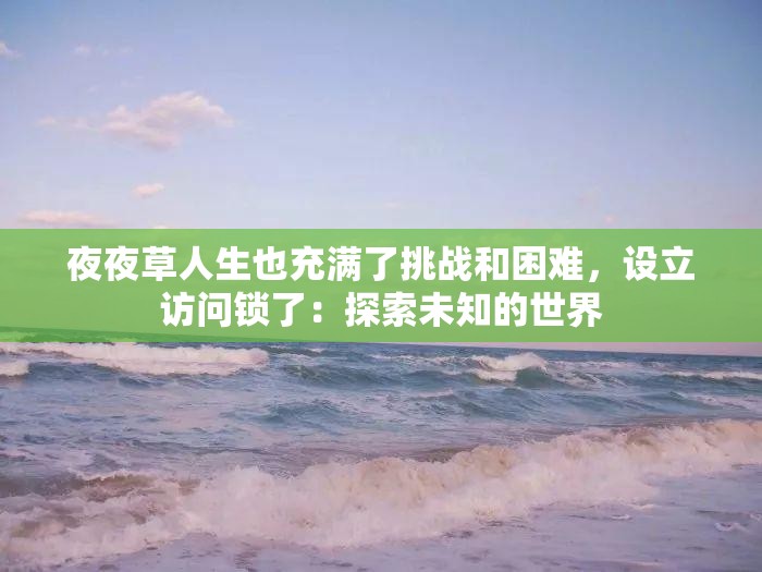 夜夜草人生也充满了挑战和困难，设立访问锁了：探索未知的世界