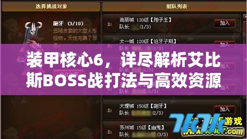 装甲核心6，详尽解析艾比斯BOSS战打法与高效资源管理策略