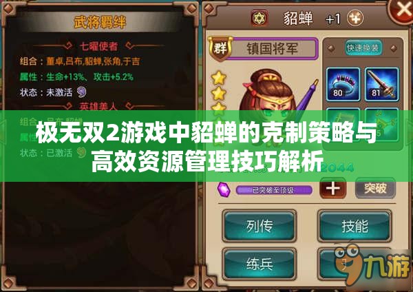 极无双2游戏中貂蝉的克制策略与高效资源管理技巧解析