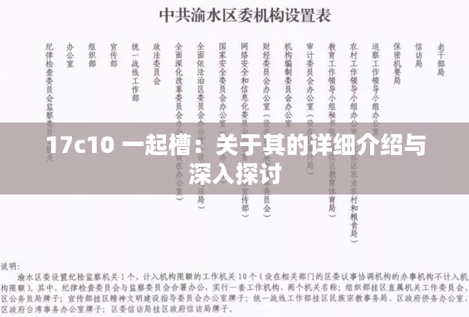 17c10 一起槽：关于其的详细介绍与深入探讨