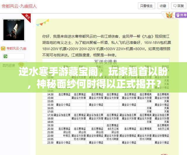逆水寒手游藏宝阁，玩家翘首以盼，神秘面纱何时得以正式揭开？