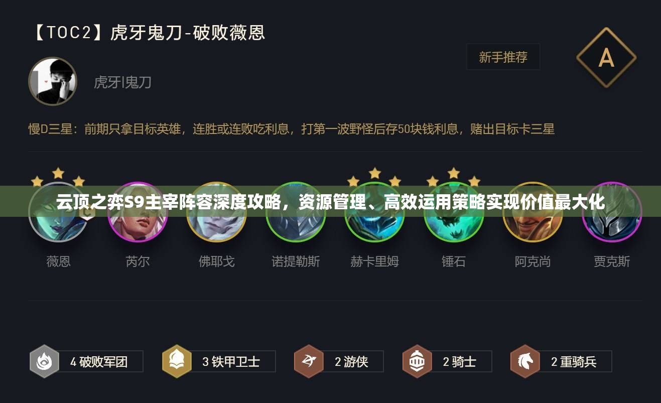 云顶之弈S9主宰阵容深度攻略，资源管理、高效运用策略实现价值最大化