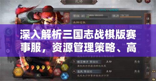 深入解析三国志战棋版赛事服，资源管理策略、高效利用技巧及价值最大化途径
