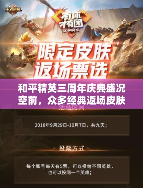 和平精英三周年庆典盛况空前，众多经典返场皮肤大放异彩引热议