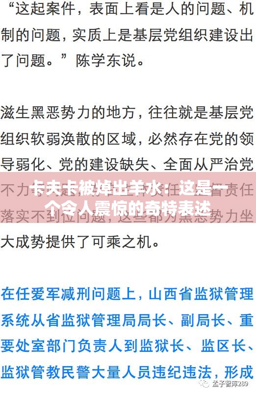 卡夫卡被焯出羊水：这是一个令人震惊的奇特表述