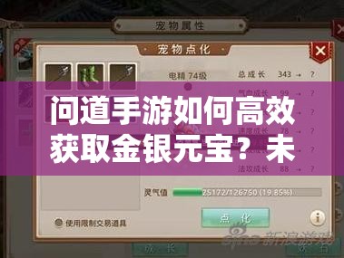问道手游如何高效获取金银元宝？未来玩法会有哪些革命性变化？