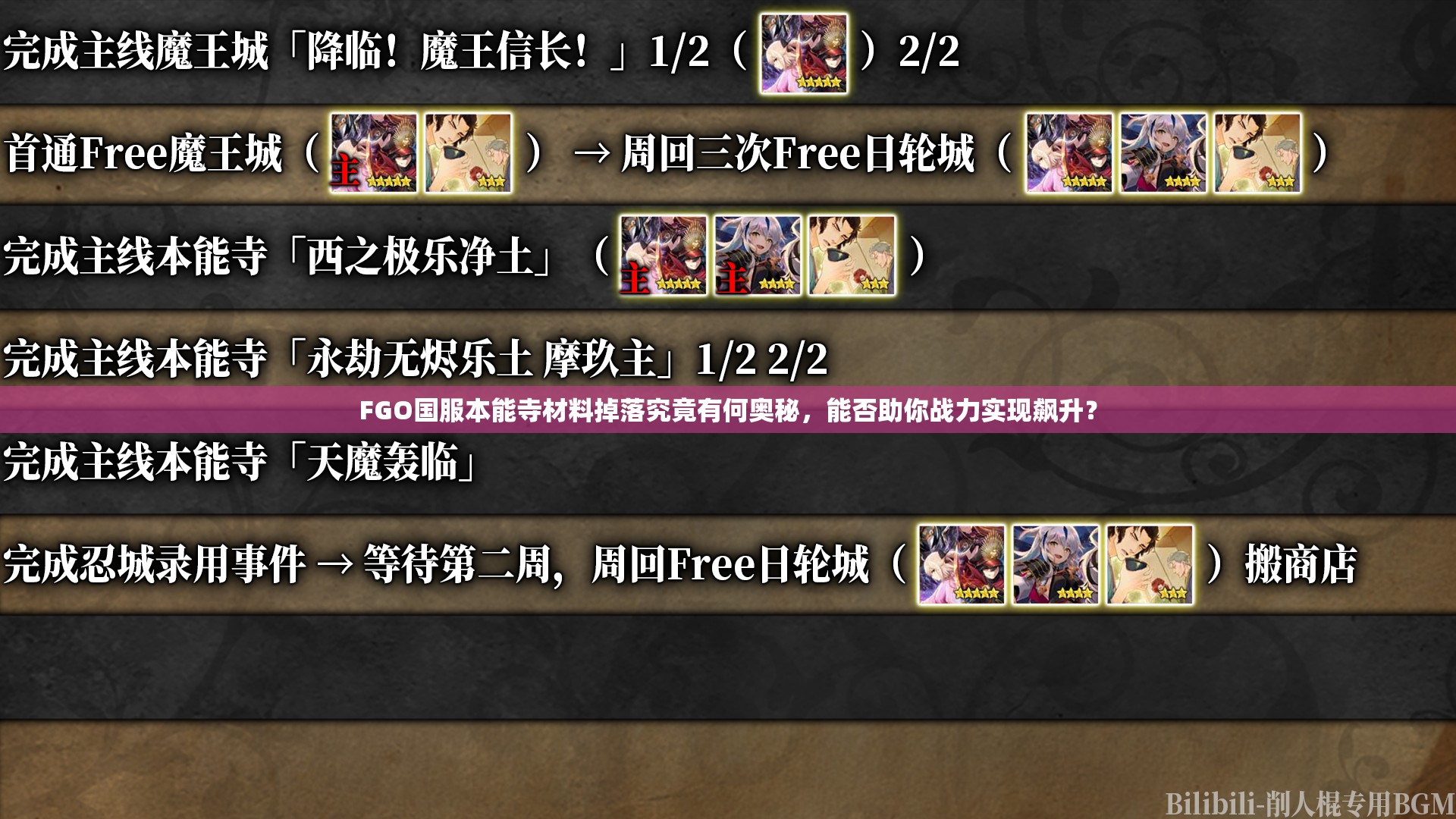 FGO国服本能寺材料掉落究竟有何奥秘，能否助你战力实现飙升？