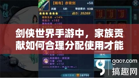 剑侠世界手游中，家族贡献如何合理分配使用才能最大化效益？