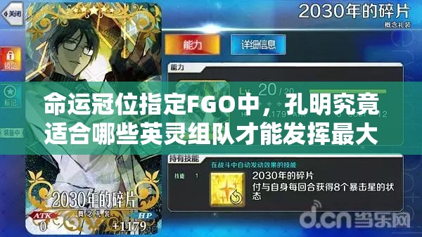 命运冠位指定FGO中，孔明究竟适合哪些英灵组队才能发挥最大威力？
