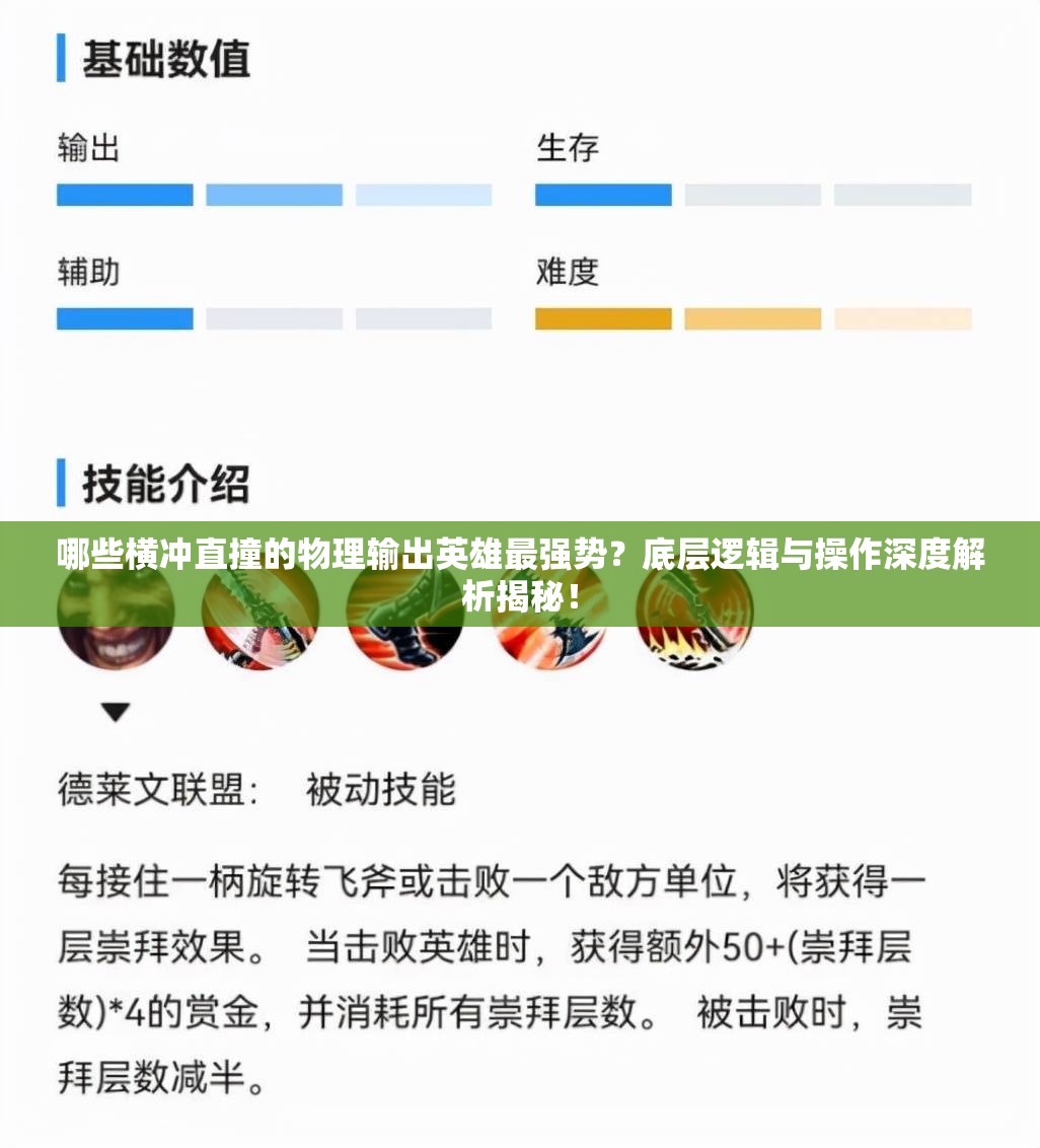 哪些横冲直撞的物理输出英雄最强势？底层逻辑与操作深度解析揭秘！