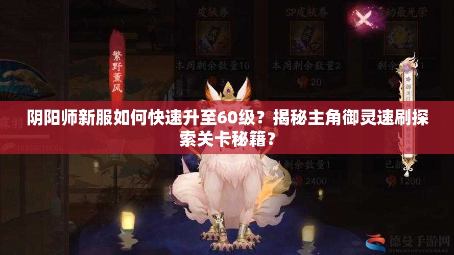 阴阳师新服如何快速升至60级？揭秘主角御灵速刷探索关卡秘籍？