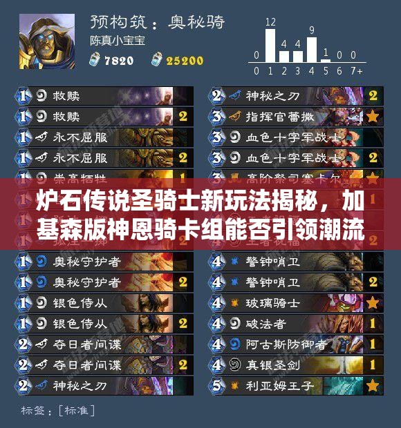 炉石传说圣骑士新玩法揭秘，加基森版神恩骑卡组能否引领潮流？