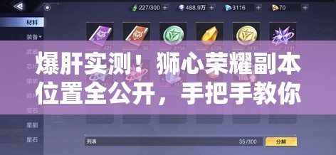 爆肝实测！狮心荣耀副本位置全公开，手把手教你刷爆稀有装备！